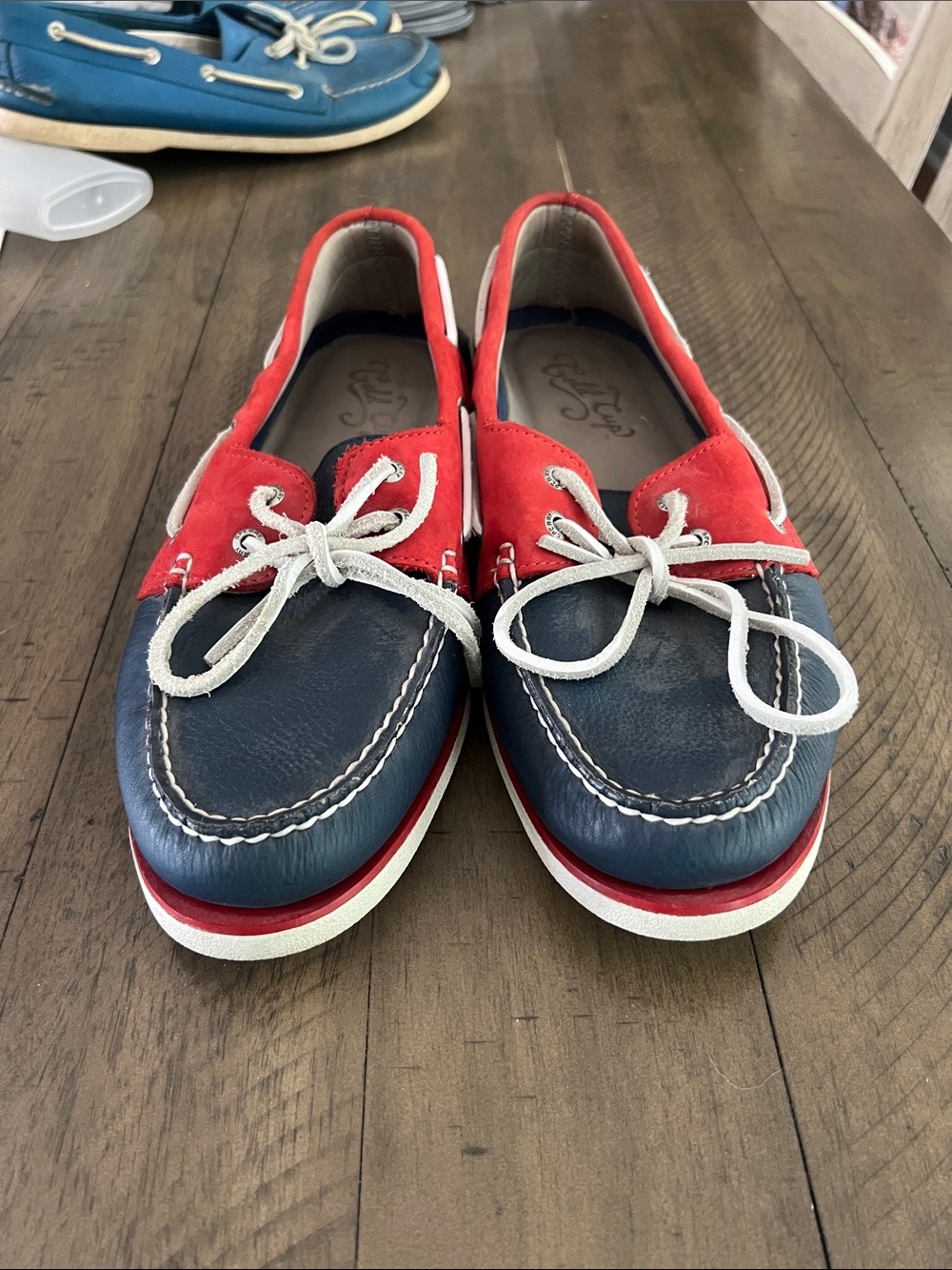 Sperry Two-Tone Navy and Red Leather Boat Shoes